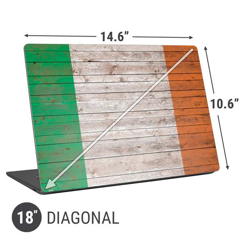 Ireland Flag Dark Wood Universal Laptop 18in (14.6 x 10.6in) Skin